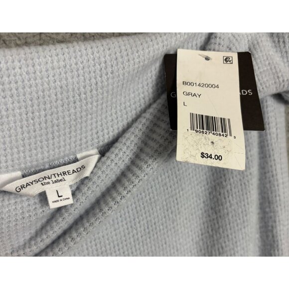 Grayson Threads Juniors' Gray Cozy Waffle Knit Fold Over Pants Large NWT's - Picture 6 of 7